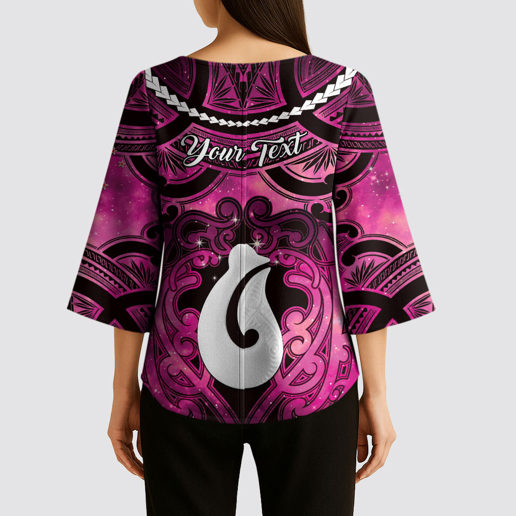 Personalised Maori Matariki Hei Matau Mawhero Kimono Sleeve Blouse Maori Kowhaiwhai Pattern Galaxy LT01 - Polynesian Pride
