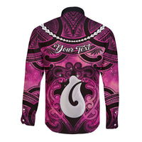 Personalised Maori Matariki Hei Matau Mawhero Long Sleeve Button Shirt Maori Kowhaiwhai Pattern Galaxy LT01 - Polynesian Pride