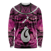 Personalised Maori Matariki Hei Matau Mawhero Long Sleeve Shirt Maori Kowhaiwhai Pattern Galaxy LT01 Unisex Pink - Polynesian Pride