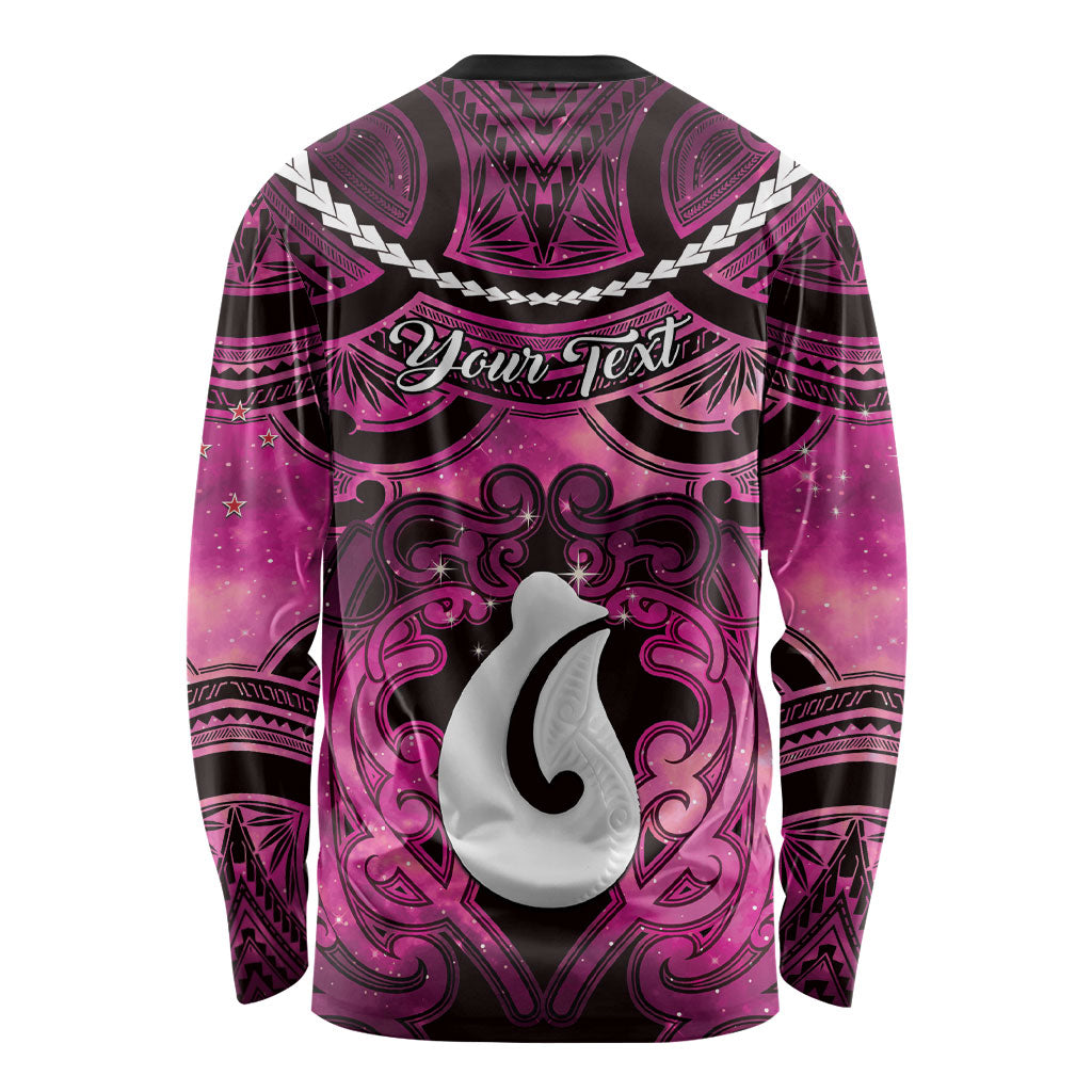 Personalised Maori Matariki Hei Matau Mawhero Long Sleeve Shirt Maori Kowhaiwhai Pattern Galaxy LT01 - Polynesian Pride