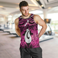 Personalised Maori Matariki Hei Matau Mawhero Men Tank Top Maori Kowhaiwhai Pattern Galaxy LT01 Pink - Polynesian Pride