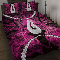 Maori Matariki Hei Matau Mawhero Quilt Bed Set Maori Kowhaiwhai Pattern Galaxy LT01 Pink - Polynesian Pride
