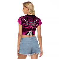 Personalised Maori Matariki Hei Matau Mawhero Raglan Cropped T Shirt Maori Kowhaiwhai Pattern Galaxy LT01 - Polynesian Pride