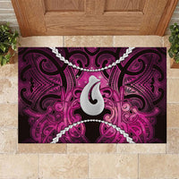 Maori Matariki Hei Matau Mawhero Rubber Doormat Maori Kowhaiwhai Pattern Galaxy LT01 Pink - Polynesian Pride