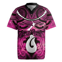 Personalised Maori Matariki Hei Matau Mawhero Rugby Jersey Maori Kowhaiwhai Pattern Galaxy LT01 Pink - Polynesian Pride