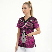 Personalised Maori Matariki Hei Matau Mawhero Scrub Top Maori Kowhaiwhai Pattern Galaxy