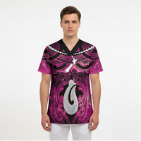 Personalised Maori Matariki Hei Matau Mawhero Scrub Top Maori Kowhaiwhai Pattern Galaxy