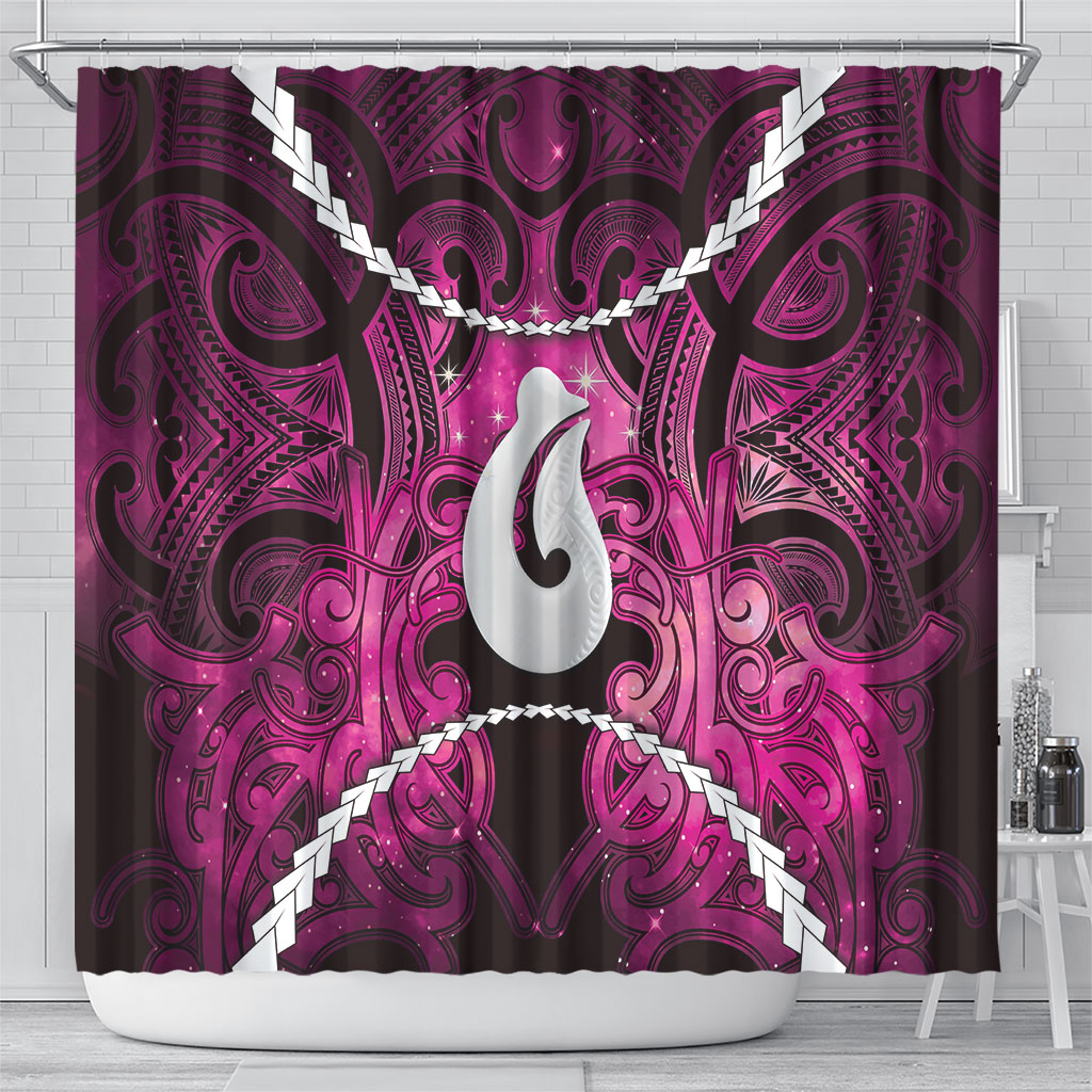 Maori Matariki Hei Matau Mawhero Shower Curtain Maori Kowhaiwhai Pattern Galaxy LT01 - Polynesian Pride