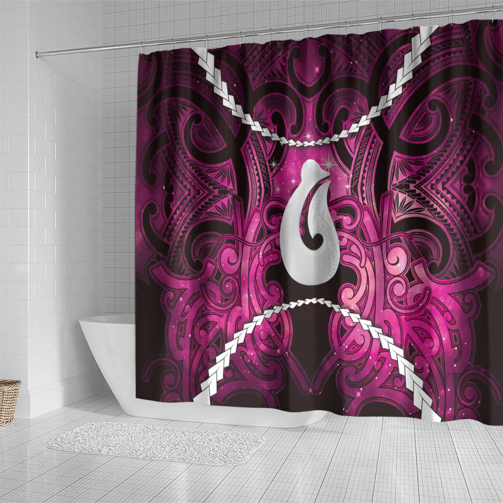 Maori Matariki Hei Matau Mawhero Shower Curtain Maori Kowhaiwhai Pattern Galaxy LT01 - Polynesian Pride