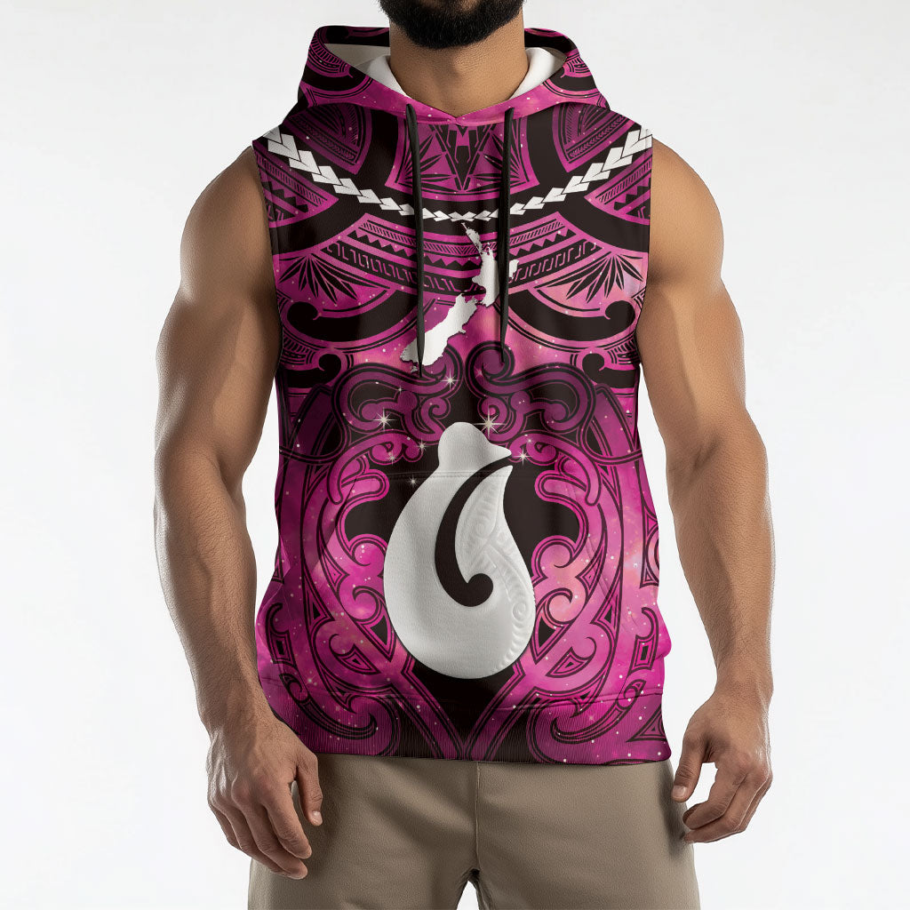 Personalised Maori Matariki Hei Matau Mawhero Sleeveless Hoodie Maori Kowhaiwhai Pattern Galaxy LT01 - Polynesian Pride