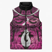 Personalised Maori Matariki Hei Matau Mawhero Sleeveless Puffer Jacket Maori Kowhaiwhai Pattern Galaxy LT01 Unisex Pink - Polynesian Pride