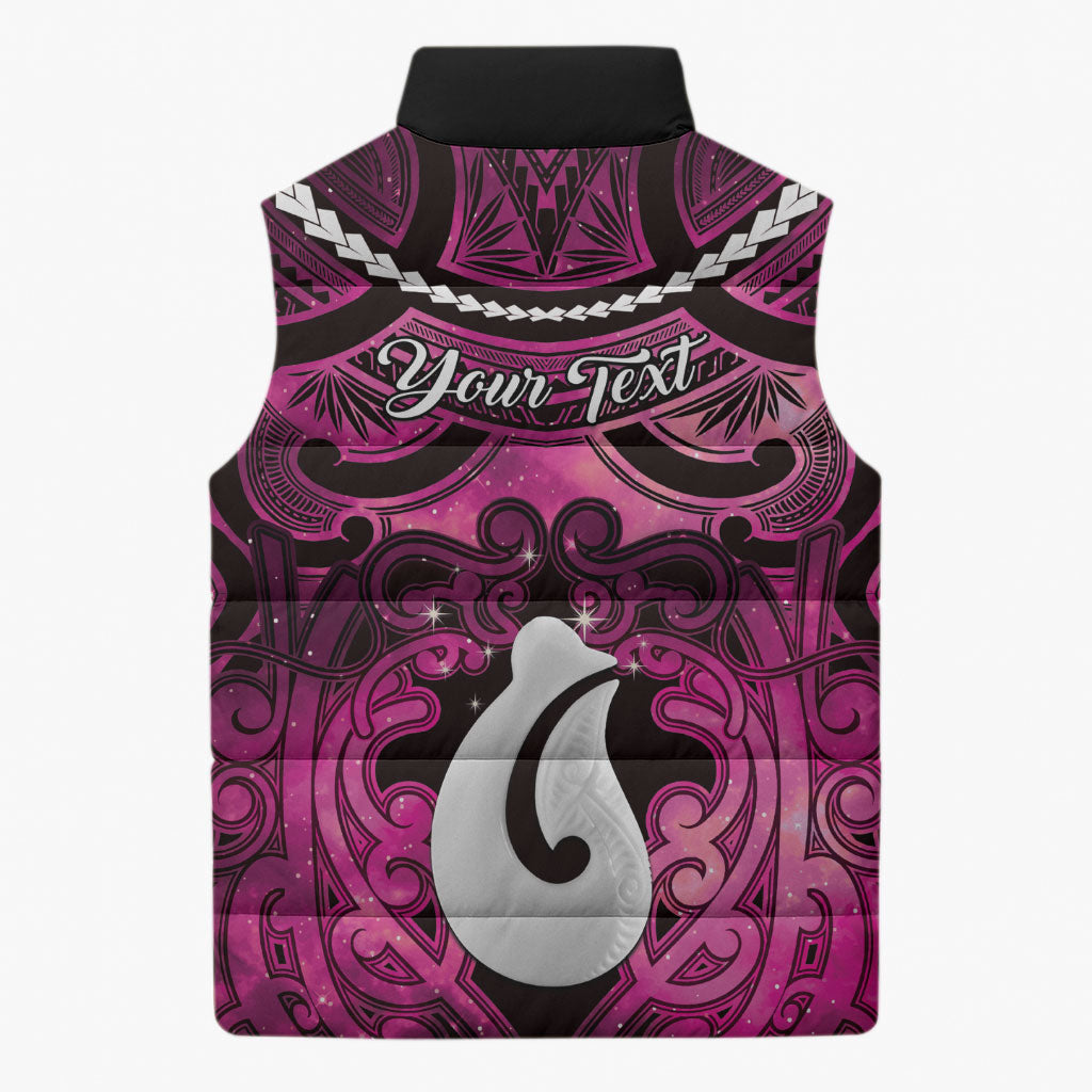 Personalised Maori Matariki Hei Matau Mawhero Sleeveless Puffer Jacket Maori Kowhaiwhai Pattern Galaxy LT01 - Polynesian Pride