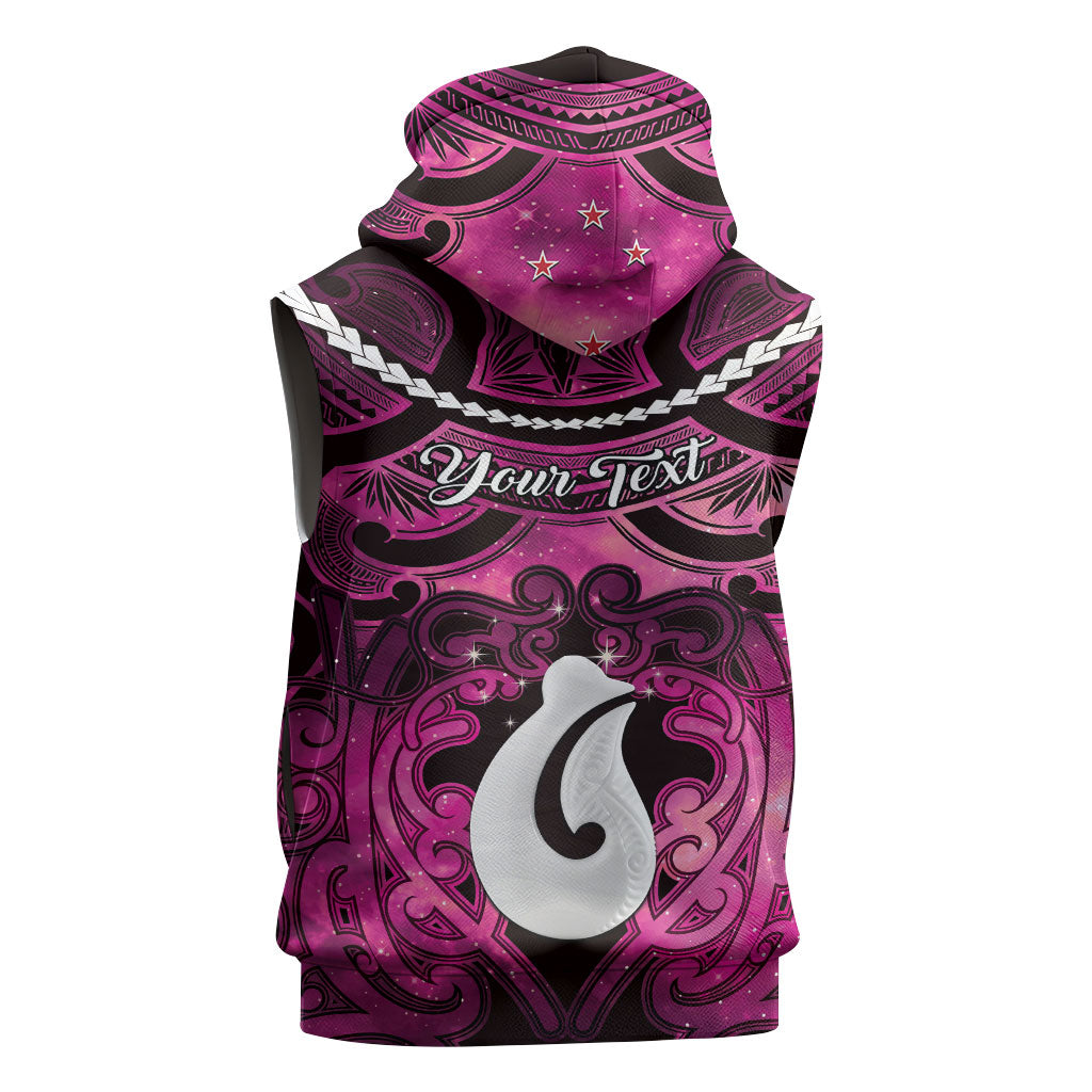 Personalised Maori Matariki Hei Matau Mawhero Sleeveless Zip Hoodie Maori Kowhaiwhai Pattern Galaxy LT01 - Polynesian Pride