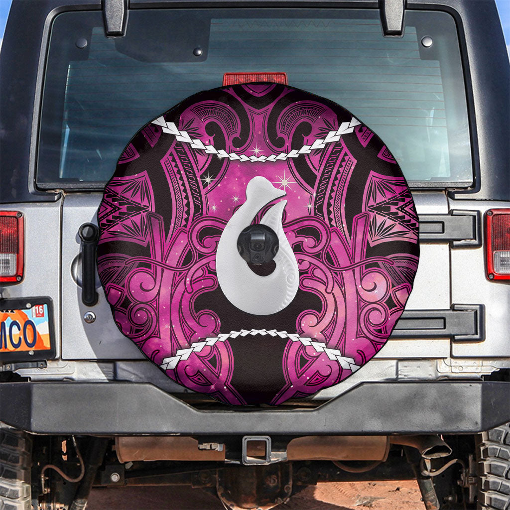 Maori Matariki Hei Matau Mawhero Spare Tire Cover Maori Kowhaiwhai Pattern Galaxy LT01 Pink - Polynesian Pride