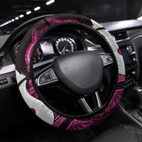Maori Matariki Hei Matau Mawhero Steering Wheel Cover Maori Kowhaiwhai Pattern Galaxy LT01 Universal Fit Pink - Polynesian Pride