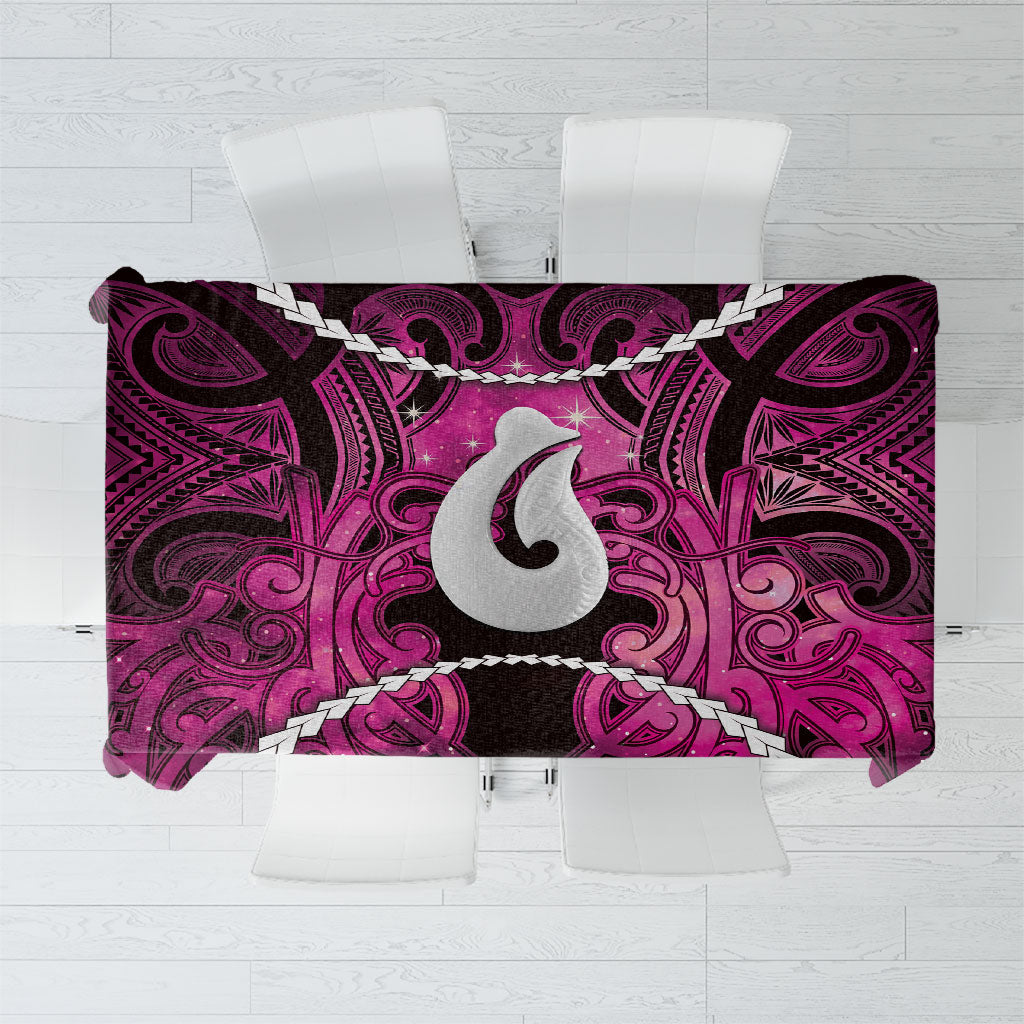 Maori Matariki Hei Matau Mawhero Tablecloth Maori Kowhaiwhai Pattern Galaxy LT01 Pink - Polynesian Pride