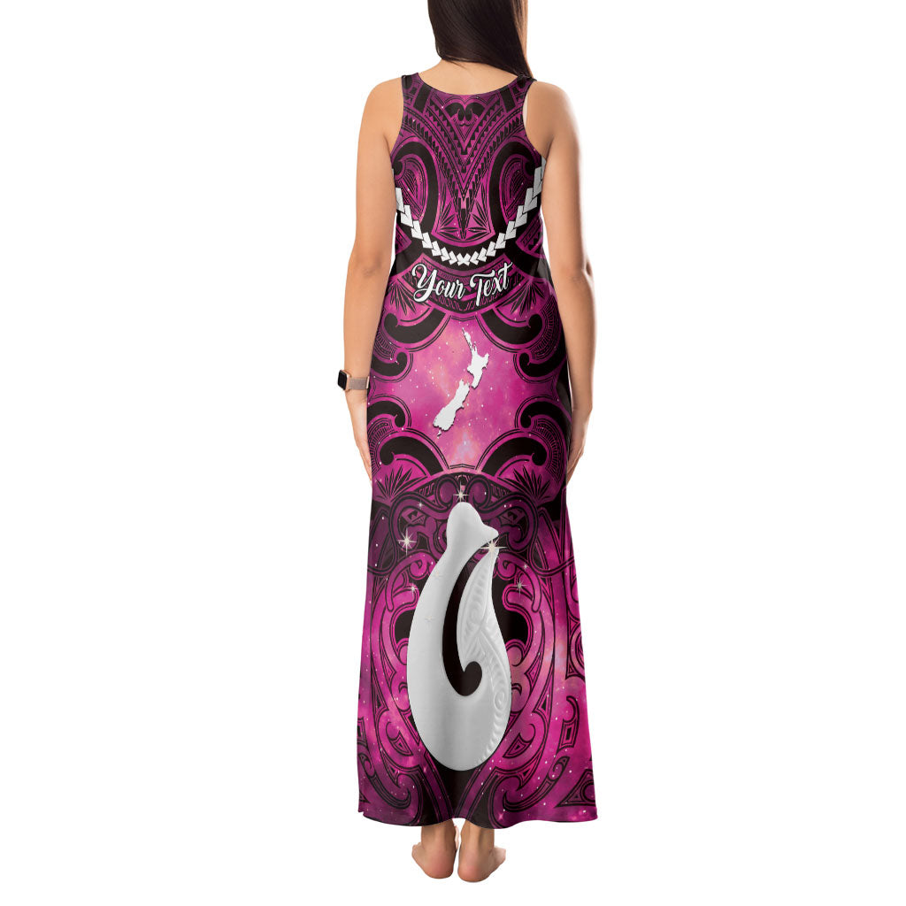 Personalised Maori Matariki Hei Matau Mawhero Tank Maxi Dress Maori Kowhaiwhai Pattern Galaxy LT01 - Polynesian Pride