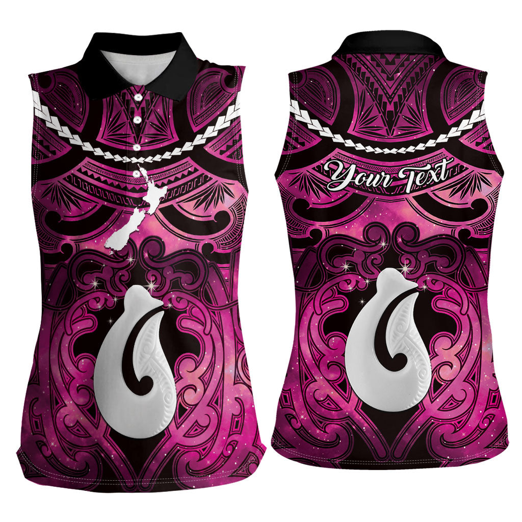 Personalised Maori Matariki Hei Matau Mawhero Women Sleeveless Polo Shirt Maori Kowhaiwhai Pattern Galaxy