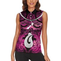 Personalised Maori Matariki Hei Matau Mawhero Women Sleeveless Polo Shirt Maori Kowhaiwhai Pattern Galaxy