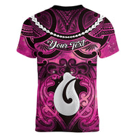 Personalised Maori Matariki Hei Matau Mawhero Women V-Neck T-Shirt Maori Kowhaiwhai Pattern Galaxy LT01 - Polynesian Pride