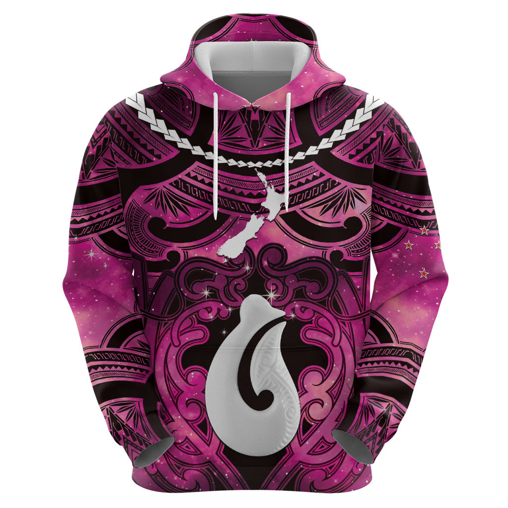 Personalised Maori Matariki Hei Matau Mawhero Zip Hoodie Maori Kowhaiwhai Pattern Galaxy