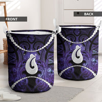 Maori Matariki Hei Matau Waiporoporo Laundry Basket Maori Kowhaiwhai Pattern Galaxy LT01 - Polynesian Pride