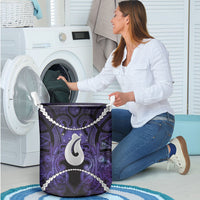 Maori Matariki Hei Matau Waiporoporo Laundry Basket Maori Kowhaiwhai Pattern Galaxy LT01 - Polynesian Pride