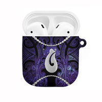 Maori Matariki Hei Matau Waiporoporo AirPods Case Maori Kowhaiwhai Pattern Galaxy LT01 Purple - Polynesian Pride