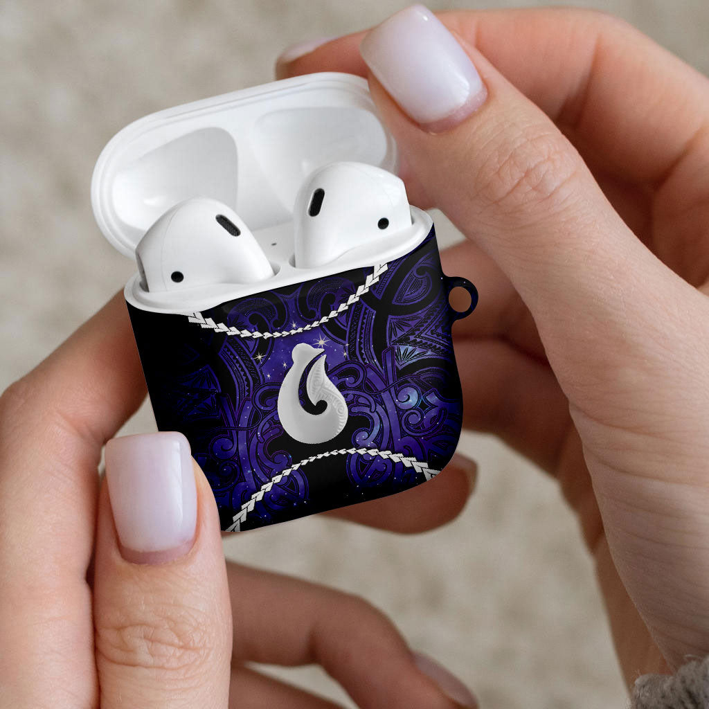 Maori Matariki Hei Matau Waiporoporo AirPods Case Maori Kowhaiwhai Pattern Galaxy LT01 - Polynesian Pride