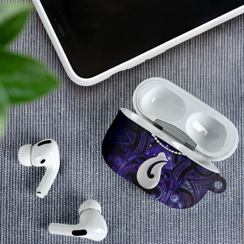 Maori Matariki Hei Matau Waiporoporo AirPods Case Maori Kowhaiwhai Pattern Galaxy LT01 - Polynesian Pride