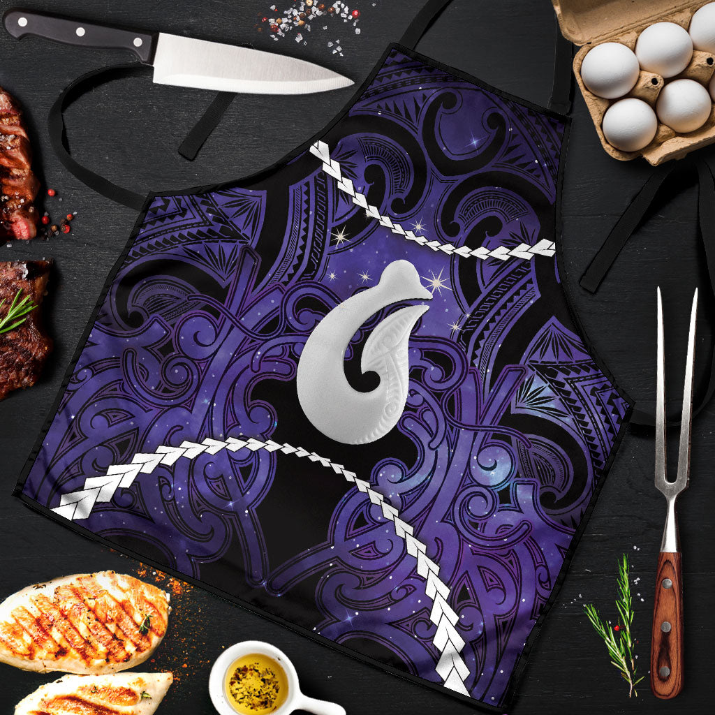 Maori Matariki Hei Matau Waiporoporo Apron Maori Kowhaiwhai Pattern Galaxy LT01 Purple - Polynesian Pride