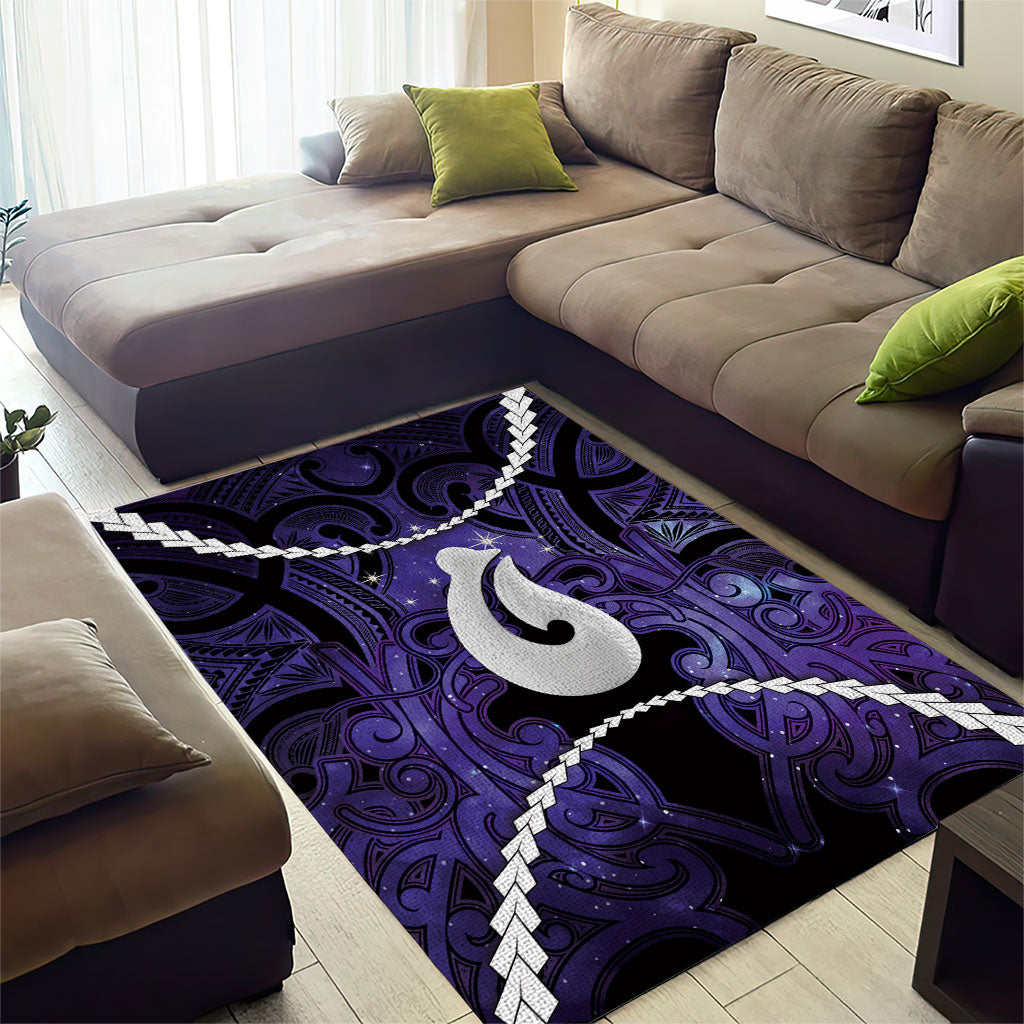 Maori Matariki Hei Matau Waiporoporo Area Rug Maori Kowhaiwhai Pattern Galaxy LT01 - Polynesian Pride