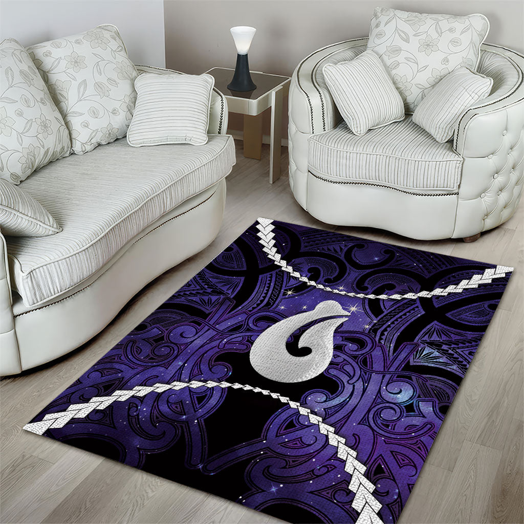Maori Matariki Hei Matau Waiporoporo Area Rug Maori Kowhaiwhai Pattern Galaxy LT01 - Polynesian Pride