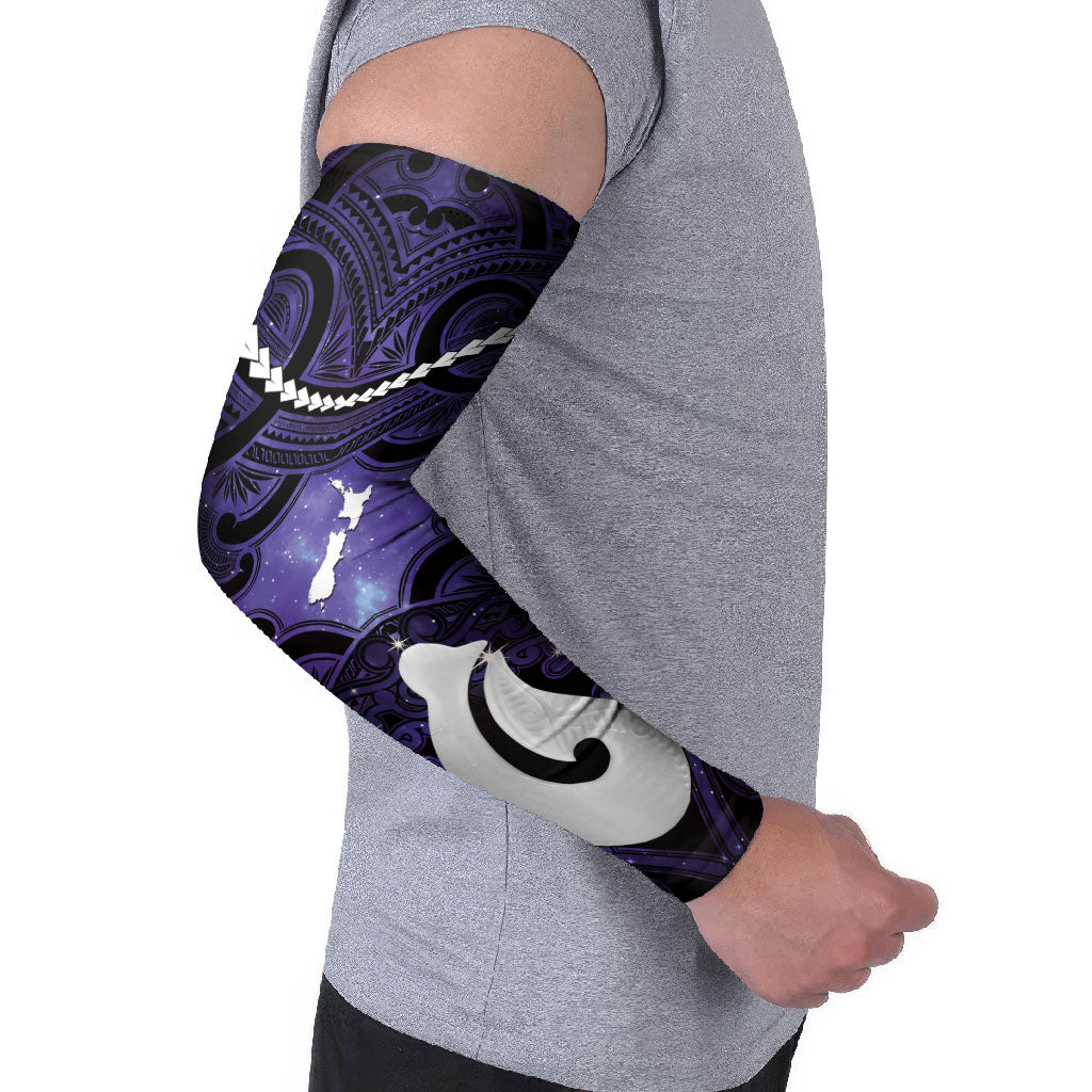 Personalised Maori Matariki Hei Matau Waiporoporo Arm Sleeves Maori Kowhaiwhai Pattern Galaxy LT01 - Polynesian Pride