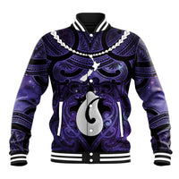 Personalised Maori Matariki Hei Matau Waiporoporo Baseball Jacket Maori Kowhaiwhai Pattern Galaxy