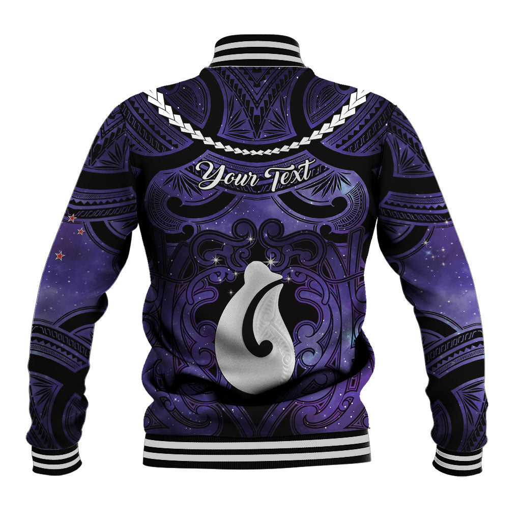 Personalised Maori Matariki Hei Matau Waiporoporo Baseball Jacket Maori Kowhaiwhai Pattern Galaxy
