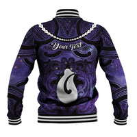 Personalised Maori Matariki Hei Matau Waiporoporo Baseball Jacket Maori Kowhaiwhai Pattern Galaxy
