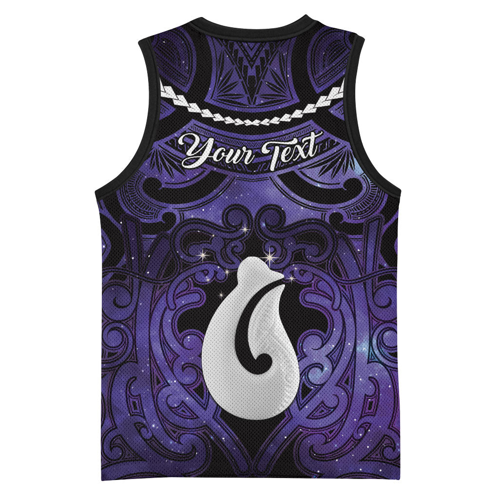 Personalised Maori Matariki Hei Matau Waiporoporo Basketball Jersey Maori Kowhaiwhai Pattern Galaxy LT01 - Polynesian Pride