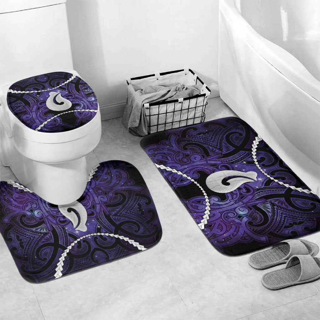 Maori Matariki Hei Matau Waiporoporo Bathroom Set Maori Kowhaiwhai Pattern Galaxy LT01 Mat Set Only (3 pcs) One Size Purple - Polynesian Pride