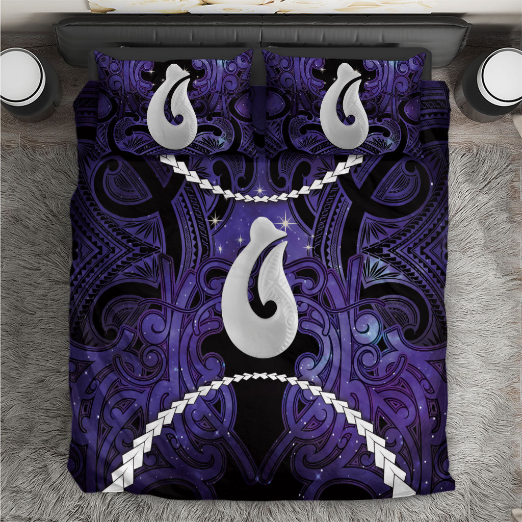 Maori Matariki Hei Matau Waiporoporo Bedding Set Maori Kowhaiwhai Pattern Galaxy LT01 Purple - Polynesian Pride