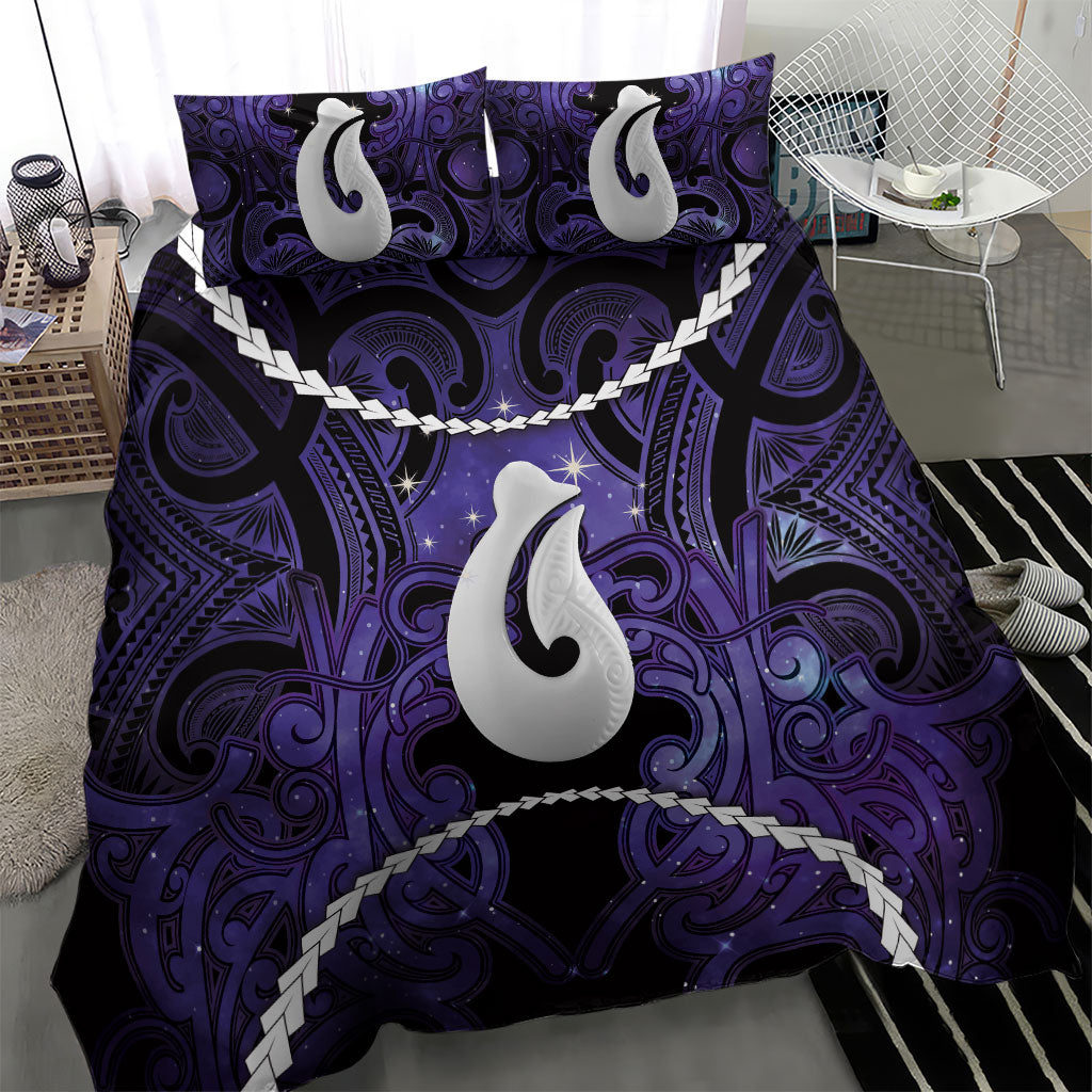Maori Matariki Hei Matau Waiporoporo Bedding Set Maori Kowhaiwhai Pattern Galaxy LT01 - Polynesian Pride