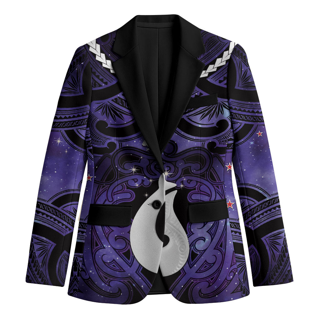 Personalised Maori Matariki Hei Matau Waiporoporo Blazer Maori Kowhaiwhai Pattern Galaxy LT01 Unisex Purple - Polynesian Pride