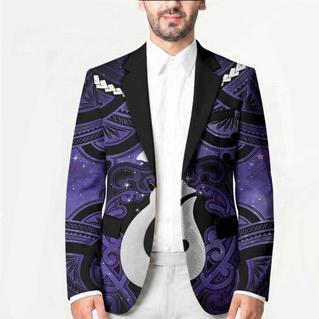 Personalised Maori Matariki Hei Matau Waiporoporo Blazer Maori Kowhaiwhai Pattern Galaxy LT01 - Polynesian Pride