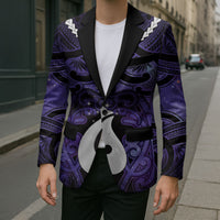 Personalised Maori Matariki Hei Matau Waiporoporo Blazer Maori Kowhaiwhai Pattern Galaxy LT01 - Polynesian Pride