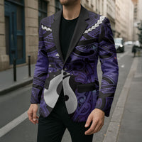 Personalised Maori Matariki Hei Matau Waiporoporo Blazer Maori Kowhaiwhai Pattern Galaxy LT01 - Polynesian Pride
