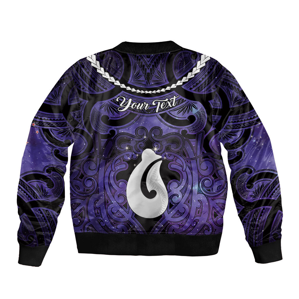 Personalised Maori Matariki Hei Matau Waiporoporo Bomber Jacket Maori Kowhaiwhai Pattern Galaxy LT01 - Polynesian Pride