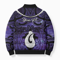 Personalised Maori Matariki Hei Matau Waiporoporo Bomber Puffer Jacket Maori Kowhaiwhai Pattern Galaxy LT01 - Polynesian Pride