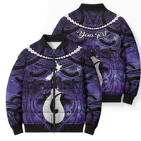 Personalised Maori Matariki Hei Matau Waiporoporo Bomber Puffer Jacket Maori Kowhaiwhai Pattern Galaxy LT01 - Polynesian Pride