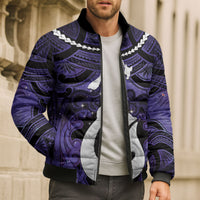 Personalised Maori Matariki Hei Matau Waiporoporo Bomber Puffer Jacket Maori Kowhaiwhai Pattern Galaxy LT01 - Polynesian Pride