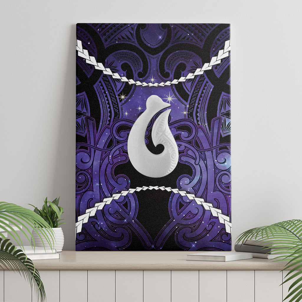 Maori Matariki Hei Matau Waiporoporo Canvas Wall Art Maori Kowhaiwhai Pattern Galaxy LT01 - Polynesian Pride